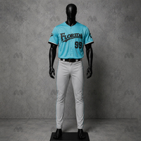Jersey Baseball Bordir Pabrik Custom Bordir 3D Sublimasi Kancing Seragam Tim Pakaian Softball Poliester Cepat Kering