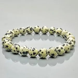 Pulsera Elástica de Cuentas de Jaspe Dálmata Natural de 8mm, Lisas y Redondas, Grado AA, Joyería Curativa al por Mayor - Product Image 4