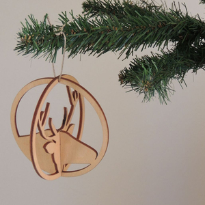 <b>Wooden</b> Deer Shape <b>Christmas</b> Ornament Handicraft Traditional <b>Tree</b> Hanging Decor - Product Image 1