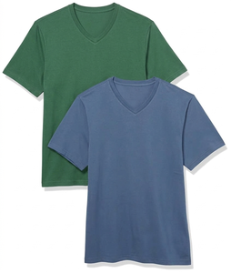 เสื้อยืดผู้ชายสีเขียวน้ำเงินเรียบง่าย ผ้าฝ้าย แขนสั้น สไตล์ลำลอง เบสิค นุ่ม ระบายอากาศดี แฟชั่นฤดูร้อน ขายส่ง - Product Image 1