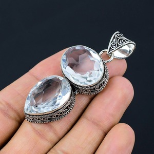 Colgante de Plata de Ley con Cuarzo Blanco y Engaste de Bisel, Joyería Bohemia Vintage Hecha a Mano, Amuleto Unisex - Product Image 2