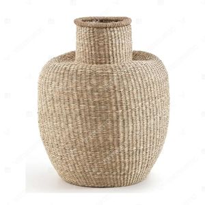 Vietrustic Certified Supplier Natural and <b>Black</b> Pattern <b>Table</b> Vase Gift Seagrass Vase For Kitchen <b>Table</b> Plant Vase - Product Image 4