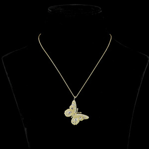 จี้เพชรเพาะเลี้ยงรูปผีเสื้อ สร้อยคอทอง 10K 14K 18K เงิน 925 935 เครื่องประดับชั้นดี - Product Image 1