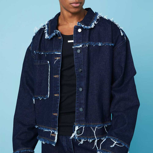 Veste en jean déchirée pour homme, coupe slim, élégante, délavée, décontractée, vêtement d'extérieur tendance pour homme - Product Image 4