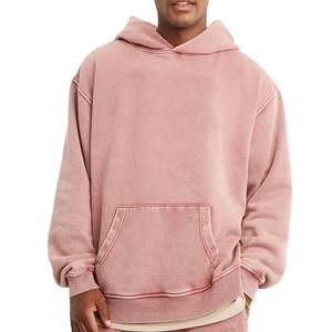 Chándal personalizado de talla grande para hombre, de gran tamaño Sudadera con capucha, conjunto de pantalones de chándal vintage rosa sólido 100% algodón, chándal para invierno - Product Image 2