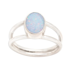 925 Sterling <b>Silver</b> Blue <b>Opal</b> Gemstone <b>Ring</b> Oval Cut Handmade Statement <b>Ring</b> October Birthstone - Product Image 2