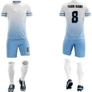 Custom Sublimated <b>Men</b> Soccer Uniform Set Gradient Blue White <b>Short</b> Sleeve Custom Design Light Weight Soccer Uniform - Product Image 1