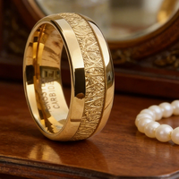 Bague en carbure de tungstène plaqué or avec incrustation grain de soie givré, ajustement confortable, pour homme, alliance de mariage, cadeau d'anniversaire, bijoux