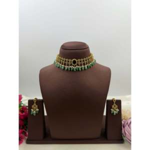 Indian Ethnic Ditya Traditional Gold-Plated Steel Choker Set for Bridal & Festival - Product Image 1
