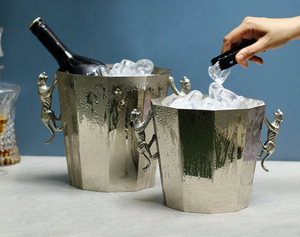 Leopard handle Champagne, Wine or <b>Beer</b> Ice Bucket Heavy Built for parties and occasions Customizable - Product Image 3