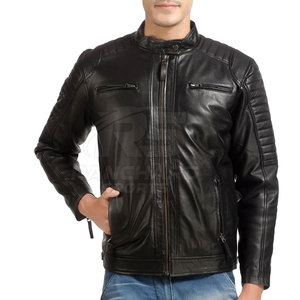 Chaqueta de Cuero Vacuno para Hombre, Estilo Motero, Resistente, Suave, Informal, con Cierre de Cremallera Frontal, Ecológica, Transpirable, Ligera, Ropa de Calle - Product Image 4