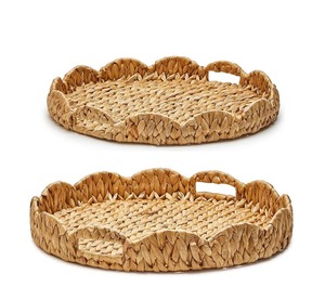 ถาดสานธรรมชาติทรงกลมจากผักตบชวาพร้อมหูจับ ขายส่ง ของตกแต่งบ้าน ถาดเสิร์ฟจากหญ้าทะเล ผลิตโดยคิงคราฟท์เวียด - Product Image 3