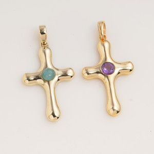 Green Amazonite <b>Cross</b> Pendant Gold Tone Christian <b>Necklace</b> Natural Gemstone Spiritual Jewelry Gift for Women and Men - Product Image 5