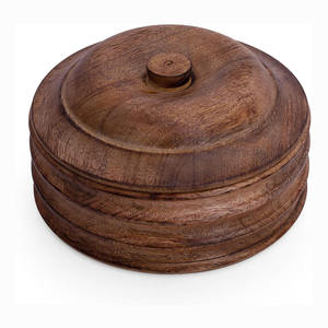 Pot en bois durable fait à la main avec couvercle naturel Qualité supérieure à prix économique Logo personnalisé Fournisseur direct Idéal pour servir - Product Image 6