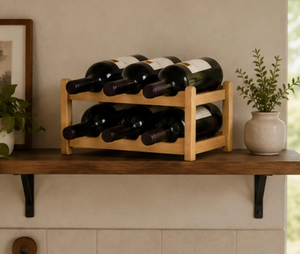 Étagère à vin moderne en bambou naturel, design vague, avec support stable pour bouteilles, pour cuisine, cave à vin, salle à manger, bar - Product Image 2
