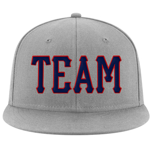 Gray 6-Panel Baseball Cap With Embroidered Red And <b>Navy</b> R Logo Fitted Flat Brim Casual <b>Hat</b> For Adults - Product Image 3