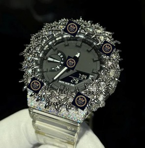 Montre automatique mécanique de luxe sportive et tendance Hip Hop en acier inoxydable avec lunette à pointes et moissanite, verre 42mm, collection Imperial Jewels - Product Image 2