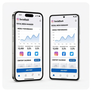 Aplicación de marketing en redes sociales de Royalcraft: programador de publicaciones, análisis, administrador de anuncios y herramientas de crecimiento para iOS/Android - Product Image 1