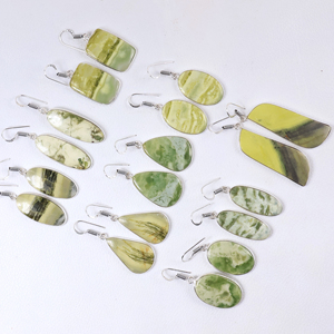 Pendientes de Jaspe Verde Natural al por Mayor, Hechos a Mano, con Piedras Preciosas, Chapados en Plata de Ley 925, Joyería de Moda al por Mayor, Estilo Boho - Product Image 5