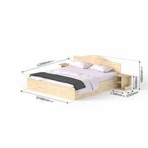 Lit superposé moderne 2241 King Size avec tête de lit cintrée en bois et 2 tables de chevet intégrées – Mobilier de chambre parentale - Product Image 2