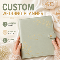 Organisateur de mariage LABON personnalisé vert sauge en cuir végétalien avec reliure dorée, carnet de luxe pour mariée, cadeau, papeterie en gros