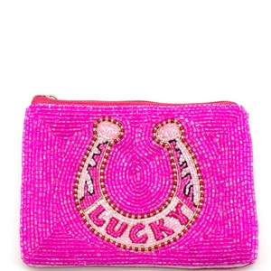 Gold Carabiner Beaded Horseshoe Coin Purse Western Nashville Bachelorette Pouch Bag Charm Seed <b>Bead</b> Embroidery Handmade Artistry - Product Image 2