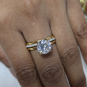 2.20 Ct Cut Lab Grown Diamond Vintage Bridal Set Women's Engagement Ring Solid 10k/14k Yellow Gold Wedding Ring IGI - Product Image 1