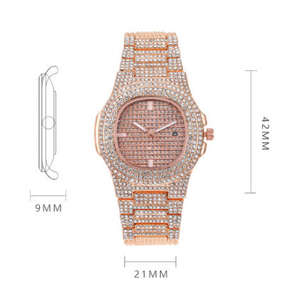 Reloj de cuarzo cuadrado de lujo para mujer, estilo hip hop, con diamantes, para fiestas, con logotipo personalizado, 2026 - Product Image 5