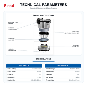 Olla Arrocera Eléctrica Comercial Rinnai IH en Oferta, Vaporera para Arroz, Arrocera para Restaurantes, Hoteles, Cantinas y Servicios de Catering - Product Image 4