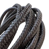 Cordón de cuero trenzado ovalado, alambre de acero inoxidable