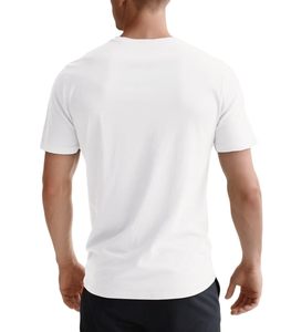 Camiseta Blanca de Manga Corta para Hombre con Estampado Gráfico de Letras Negras, Cuello Redondo, Corte Regular, Estilo Casual de Verano, Tela de Jersey de Algodón - Product Image 4