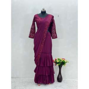 Magnifique lehenga prêt-à-porter avec des volants pour les tenues de soirée - Product Image 3
