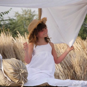 Cool Bohemian Look White Cotton Summer Sleeveless Floor Length With <b>Loose</b> <b>Fitting</b> & Adjustable Strap Perfect Beach Wear <b>Dress</b> - Product Image 2