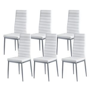 Set Moderno di 6 Sedie da Pranzo Salvaspazio, Sedie Laterali Imbottite in Pelle per Tavolo da Cucina o Uso in Parchi/Bar - Product Image 1