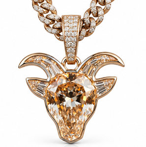 Collier Pendentif Tête de Taureau Personnalisé Diamant de Laboratoire Moissanite Argent 925 Plaqué Rhodium Chaîne de Luxe Bijoux - Product Image 1