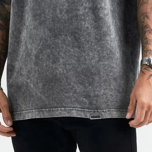 Camisetas de Punto 100% Algodón, Corte Regular, Estilo Vintage, Lavado Ácido, para Hombre, con Logotipo Personalizado, Ropa Casual para Exteriores, Secado Rápido, Ecológicas - Product Image 6