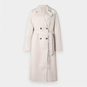 Manteau trench-coat pour homme en cuir véritable et toile, col carré, anti-plis, fermeture à ceinture, couleur unie, respirant, séchage rapide, personnalisable OEM - Product Image 1