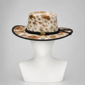 Sombrero de Vaquero de Cuero con Estampado de Vaca, Bordado 3D, Unisex, para Adultos, Estilo Casual para Exteriores, Estilo Europeo y Americano, 54-56 cm - Product Image 1