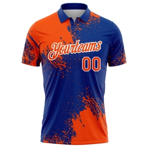 Wholesale Direct OMMIZ INDUSTRY Custom <b>Orange</b> Royal-White 3D Pattern Design Abstract Brush Stroke Performance <b>Polo</b> <b>Shirt</b> - Product Image 1