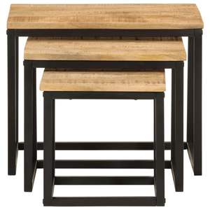 Mesa de centro anidada de madera maciza de mango y hierro en tonos marrón y negro - Product Image 5