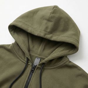 Sudadera con capucha Olive Cropped Full-Zip — Dobladillo de canalé ancho, manga extragrande y logotipo tonal en el pecho |   Ropa Urbana para Mujer OEM / Marca Privada - Product Image 3
