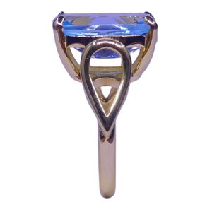 Wedding Wear 925 Sterling Silver Gold Plated Jewelry Blue Topaz Gemstone Women Wear Classic <b>Ring</b> - Product Image 3