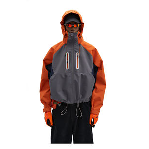 Chaqueta Cortavientos de Manga Larga para Hombre, con Bloques de Color Blanco y Verde, con Capucha, para Todas las Estaciones, Estilo Adulto - Product Image 4