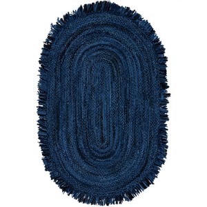Alfombra Oriental Rectangular Trenzada Multicolor con Patrón Geométrico, Hilos Reciclados, Base de Yute, Pelo Bajo, Reversible, Apta para Mascotas - Product Image 4