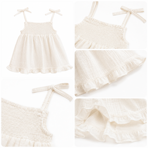 ชุดเดรสเด็กผู้หญิงแบบผูกไหล่ |   ชุดเดรสผ้าฝ้ายแขนกุดสำหรับฤดูร้อน - Product Image 3