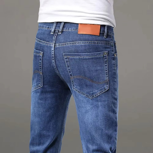 Pantalon en jean pour homme, coupe classique, tissu extensible en coton respirant, durable, décontracté, à porter tous les jours, pantalon de mode pour toutes les saisons - Product Image 2