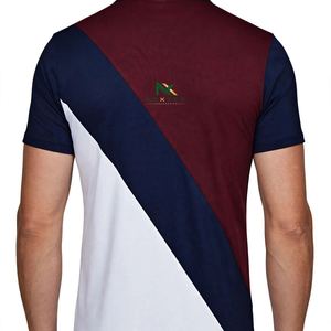 Polo personnalisé bleu marine, marron et blanc à diagonales pour homme, en coton piqué 3 couleurs, uniforme d'équipe, logo brodé, vente en gros OEM - Product Image 4