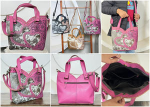 Bolsos de Mano y Bandolera de Cuero Vacuno Repujado a Mano de Primera Calidad, Bolsos de Diseño Occidental para Mujer, Venta al Por Mayor - Product Image 3