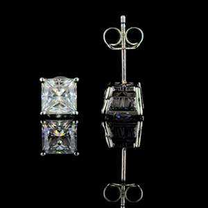 Pendientes de diamantes cuadrados de la mejor calidad, minimalistas, con apariencia de diamante clásico, elegantes, para mujer. - Product Image 1