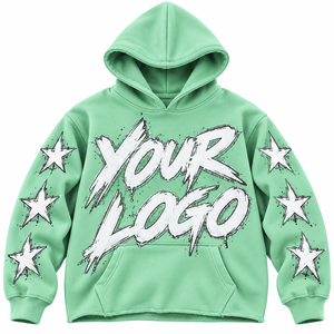 Men's Unisex Hoodie Regular Fit <b>Spray</b> Printed Stars Logo Front Pocket Hip Hop Style Regular Sleeve Knitted Fleece OEM Service - Product Image 3
